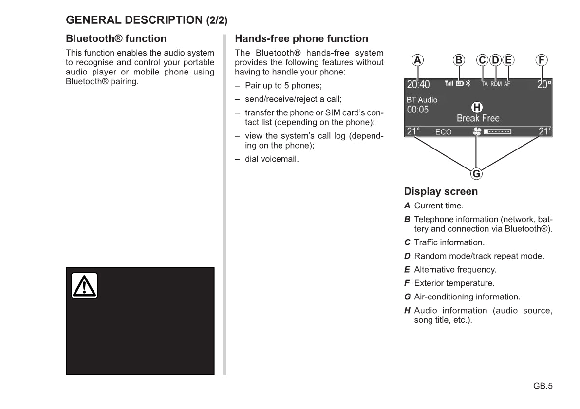 Renault Radio CD Bluetooth Owner's Manual