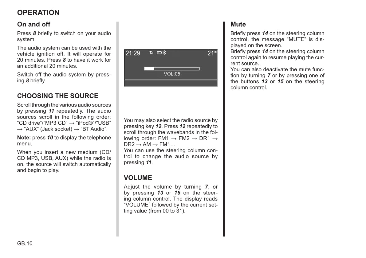 Renault Radio CD Bluetooth Owner's Manual