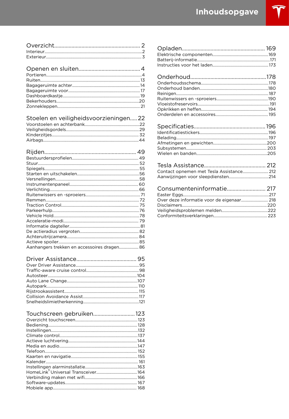 2016-2020 Tesla Model X Bedienungsanleitung | Niederländisch