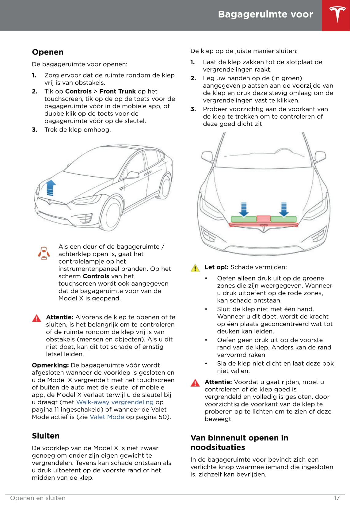 2016-2020 Tesla Model X Bedienungsanleitung | Niederländisch