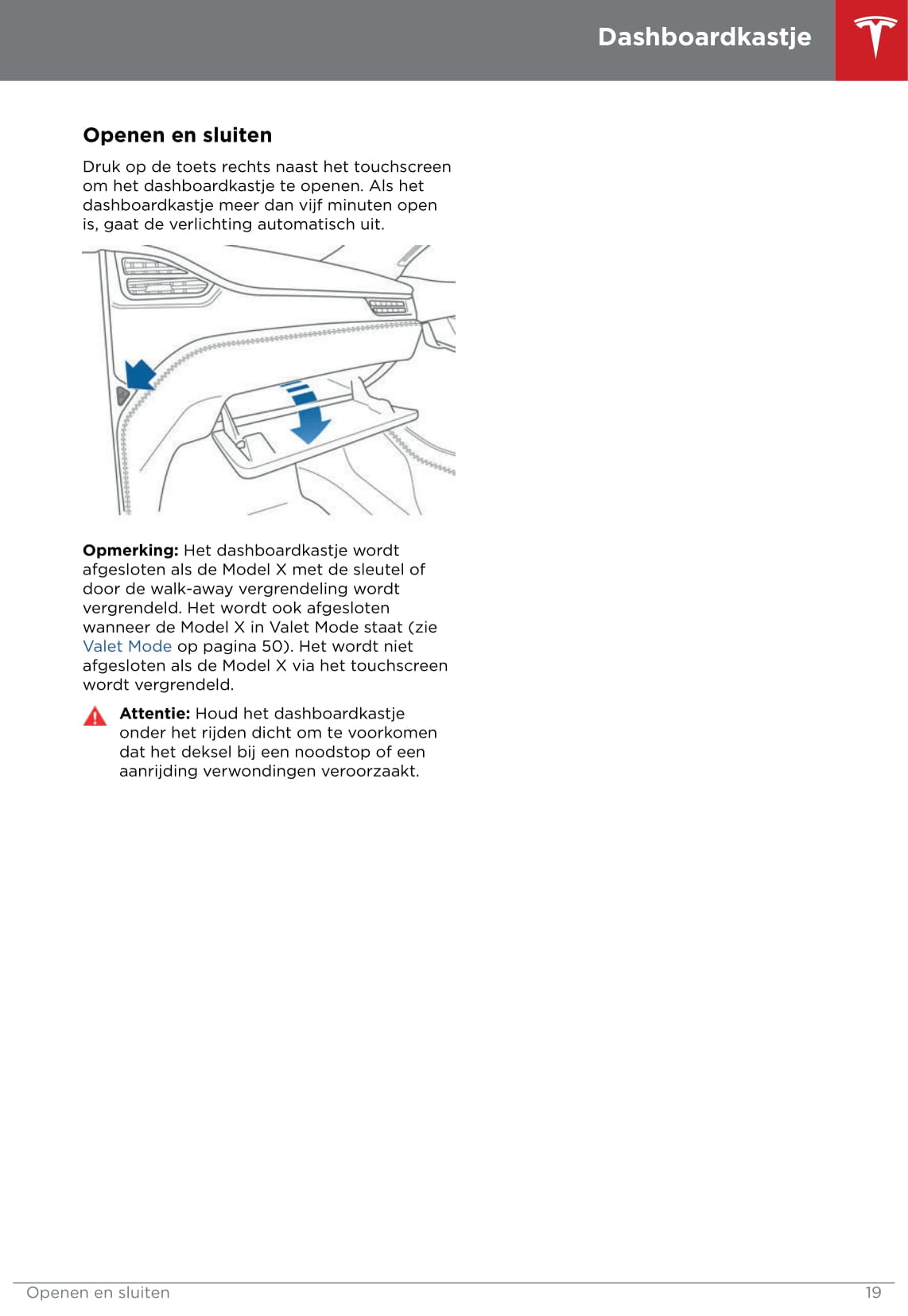 2016-2020 Tesla Model X Bedienungsanleitung | Niederländisch