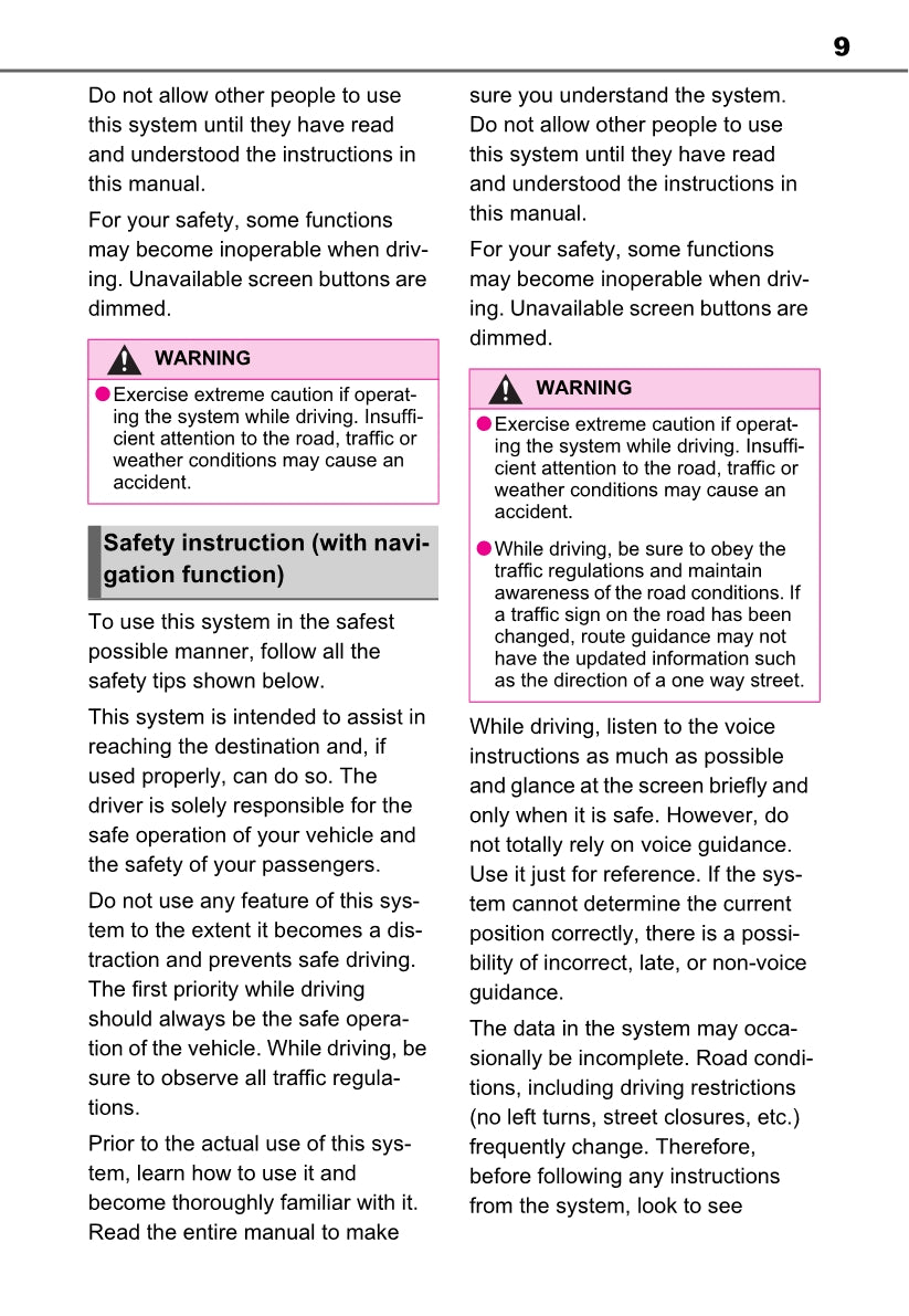 Toyota Rav4 Navigation / Multimediasysteem Owner's Manual 2019 - 2023