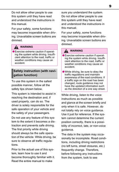 Toyota Rav4 Navigation / Multimediasysteem Owner's Manual 2019 - 2023