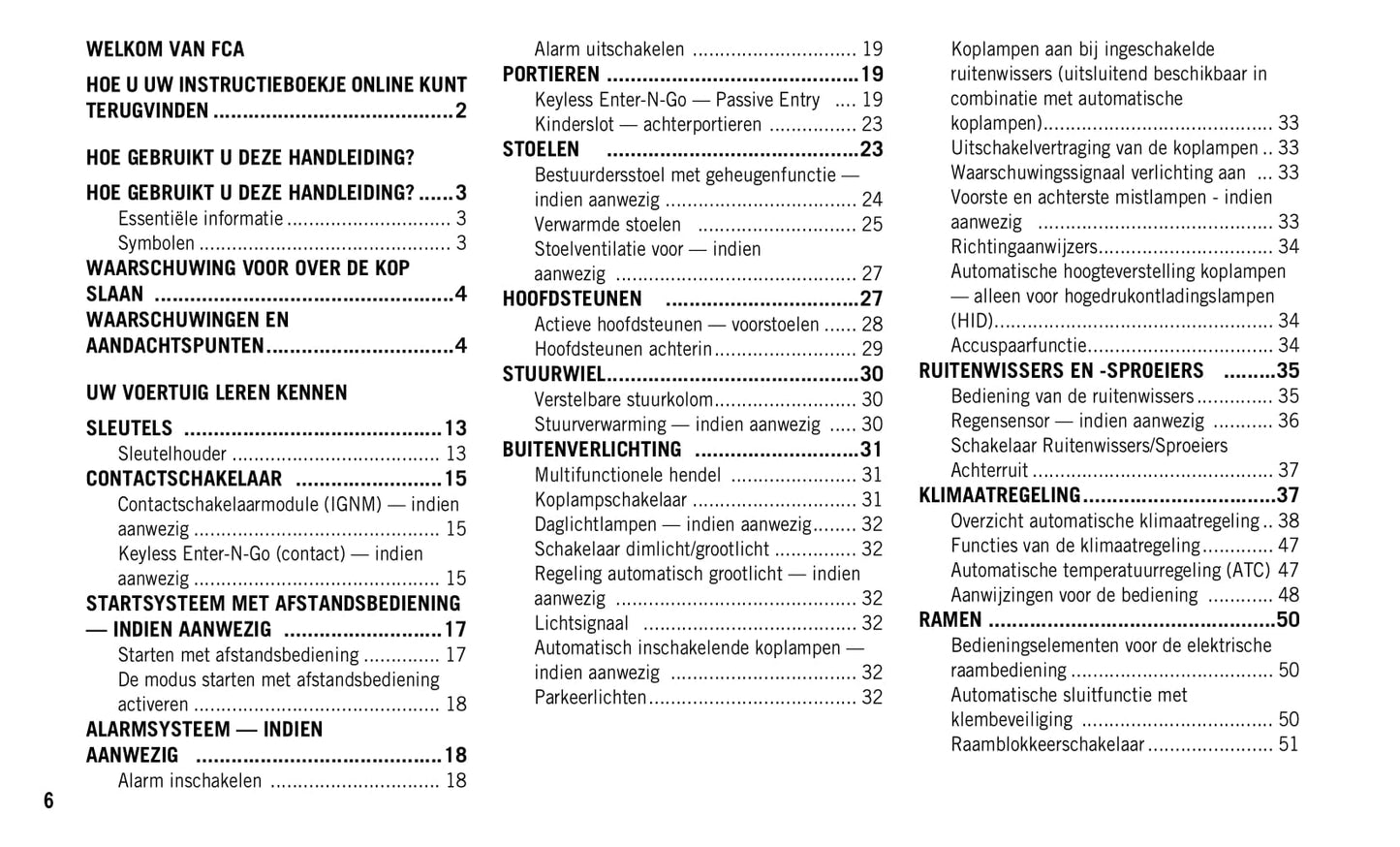 2019-2020 Jeep Cherokee Owner's Manual | Dutch