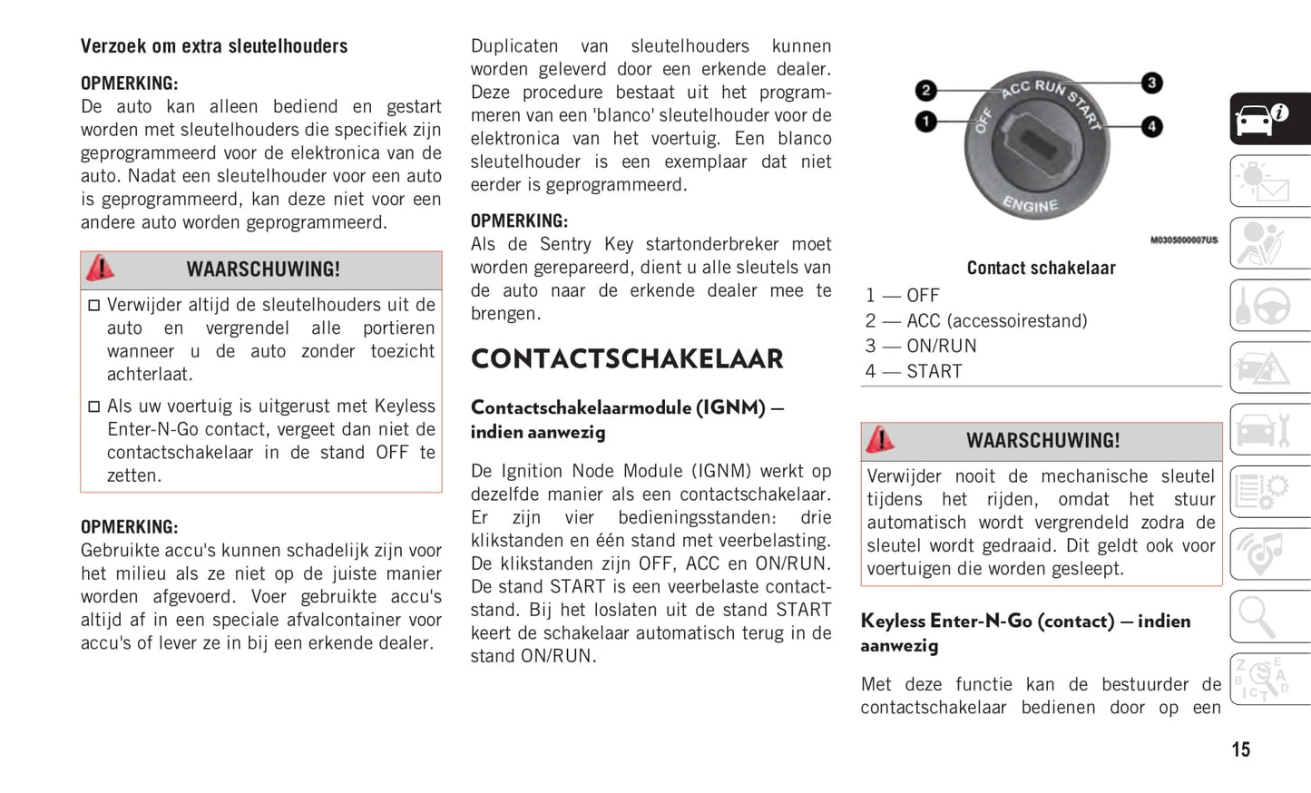 2019-2020 Jeep Cherokee Owner's Manual | Dutch