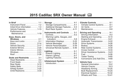 2015-2017 Cadillac SRX Owner's Manual | English