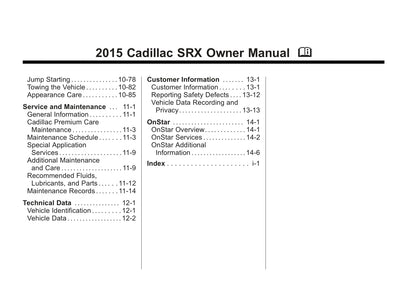 2015-2017 Cadillac SRX Owner's Manual | English