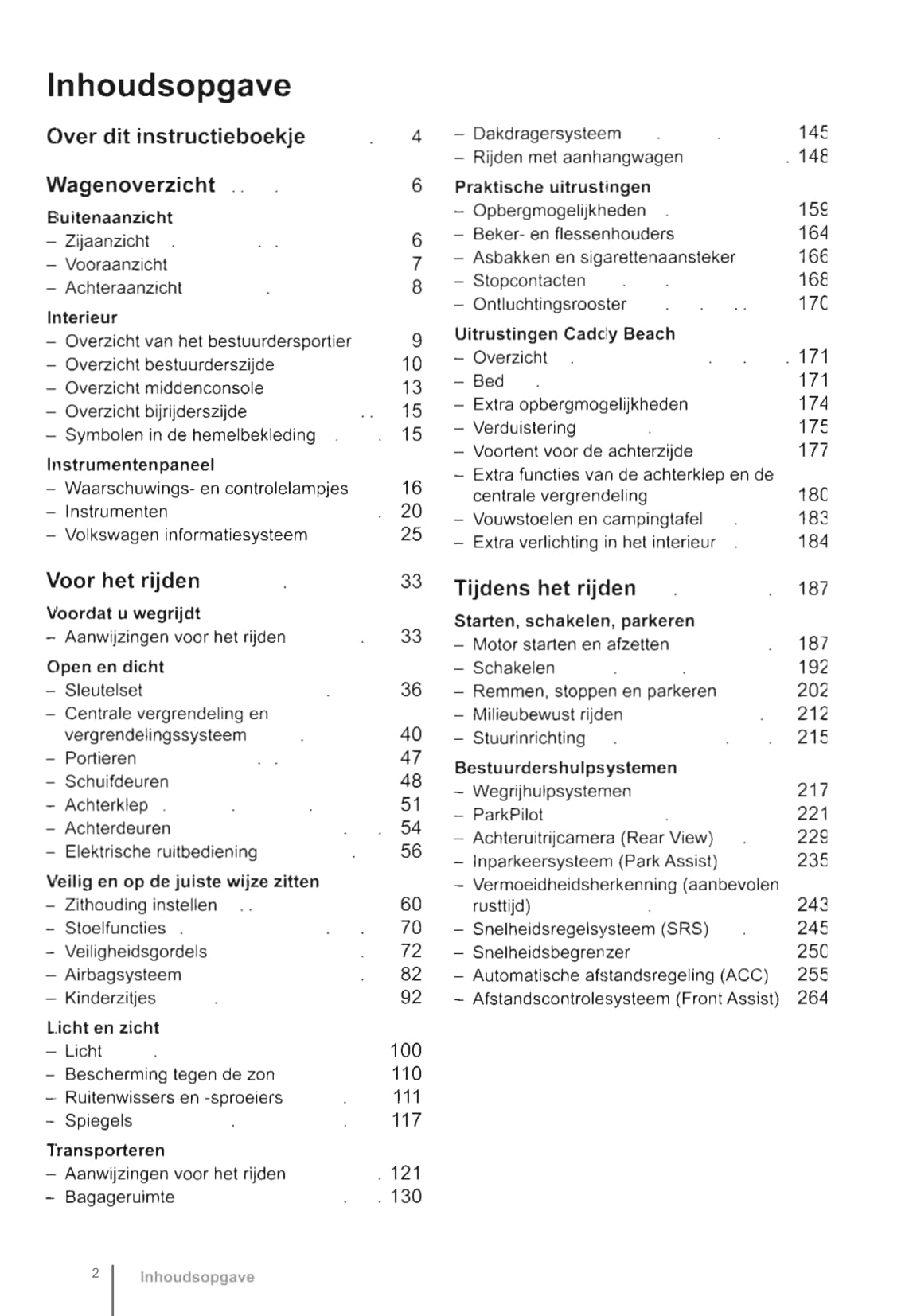 2015-2020 Volkswagen Caddy Owner's Manual | Dutch