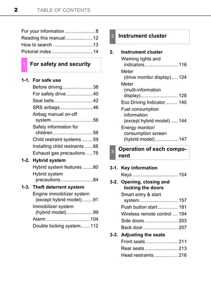 2015-2016 Toyota Auris/Auris Hybrid Owner's Manual | English