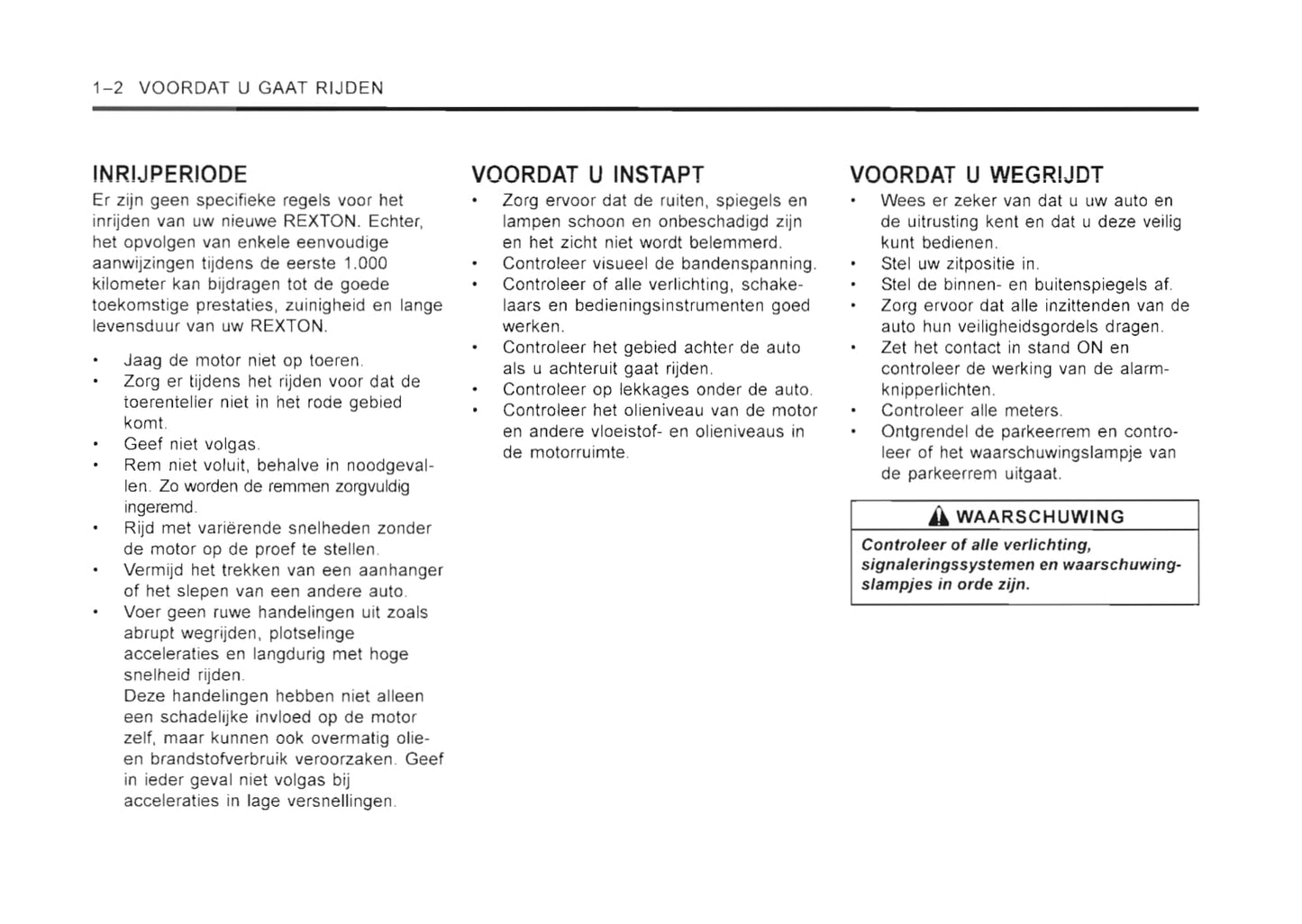 2001-2006 SsangYong Rexton Gebruikershandleiding | Nederlands