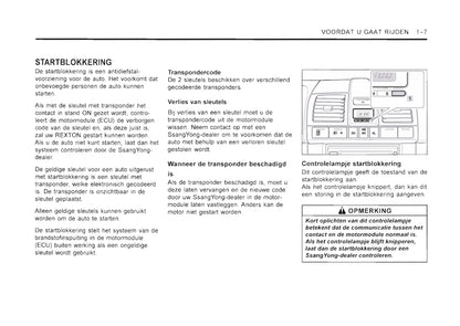 2001-2006 SsangYong Rexton Gebruikershandleiding | Nederlands