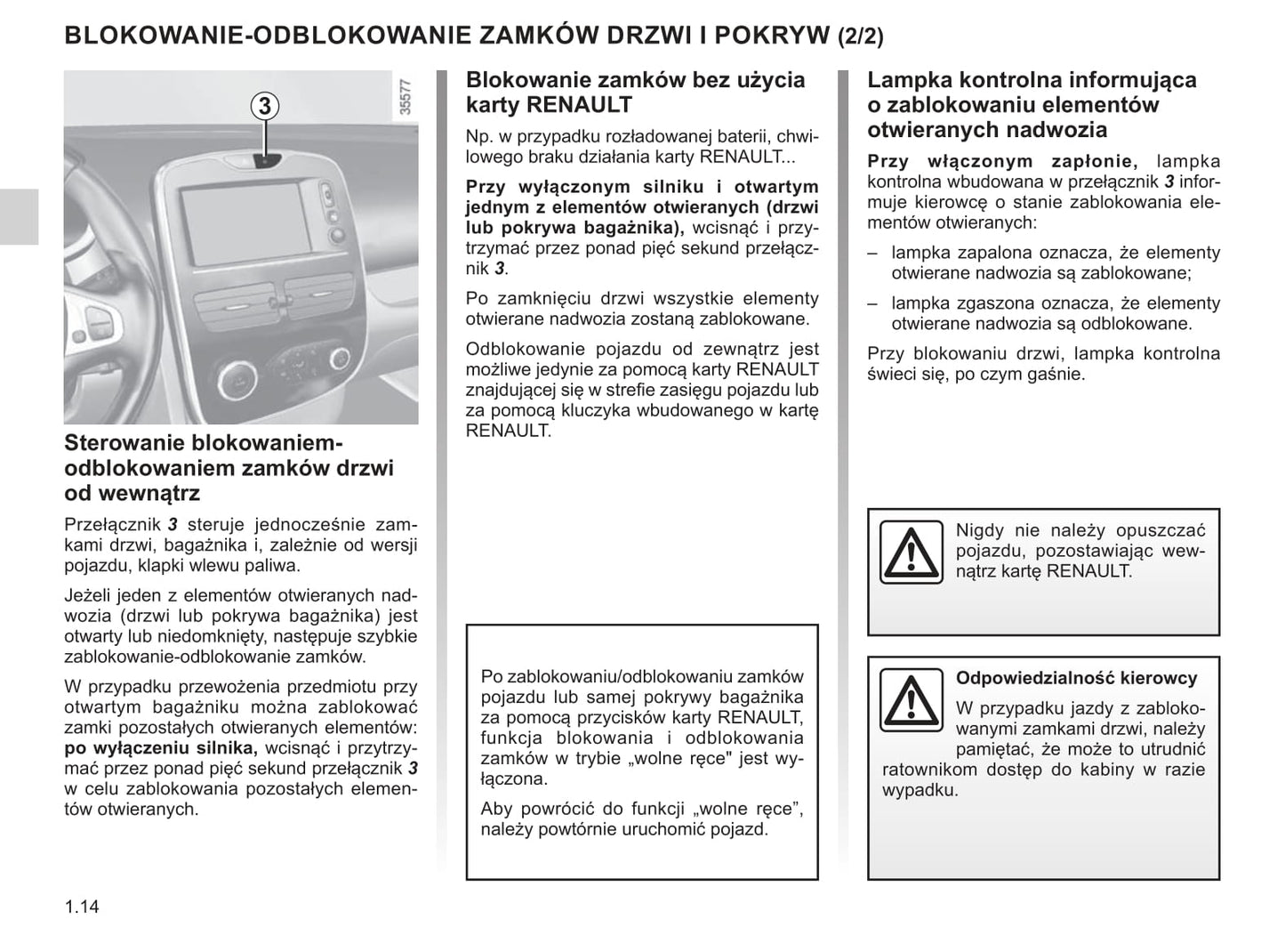 2019 Renault Clio Owner's Manual | Polish