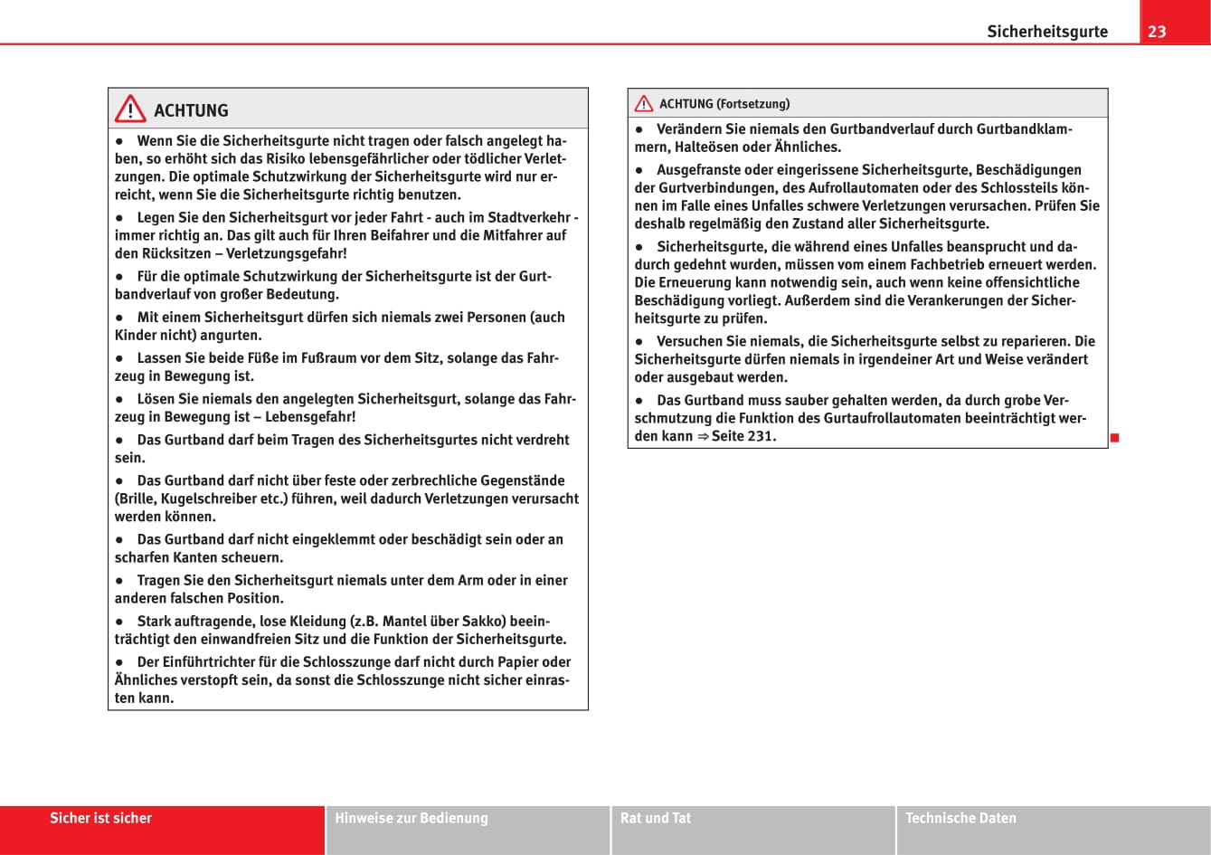 2012-2013 Seat Exeo Owner's Manual | German