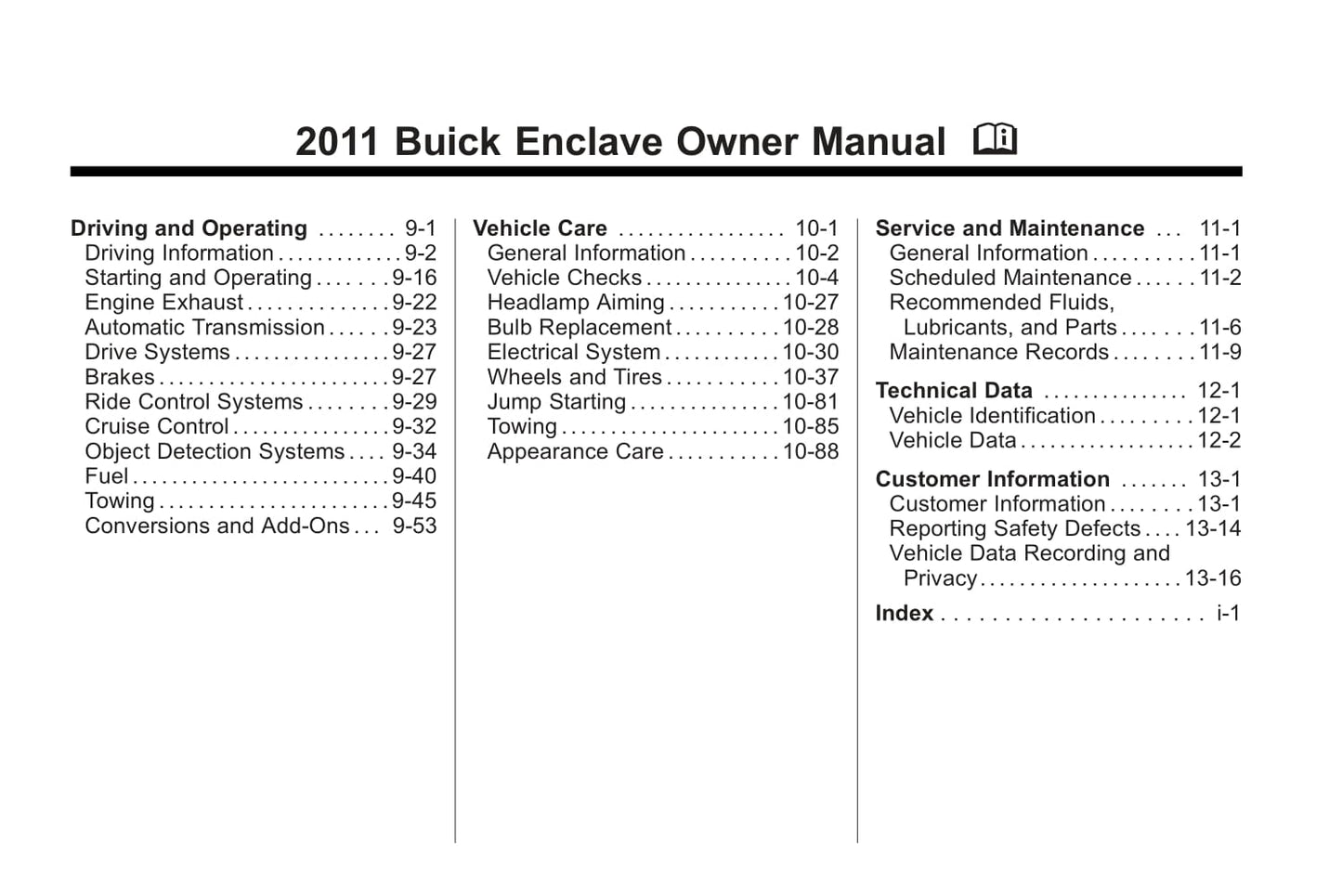 2011 Buick Enclave Bedienungsanleitung | Englisch