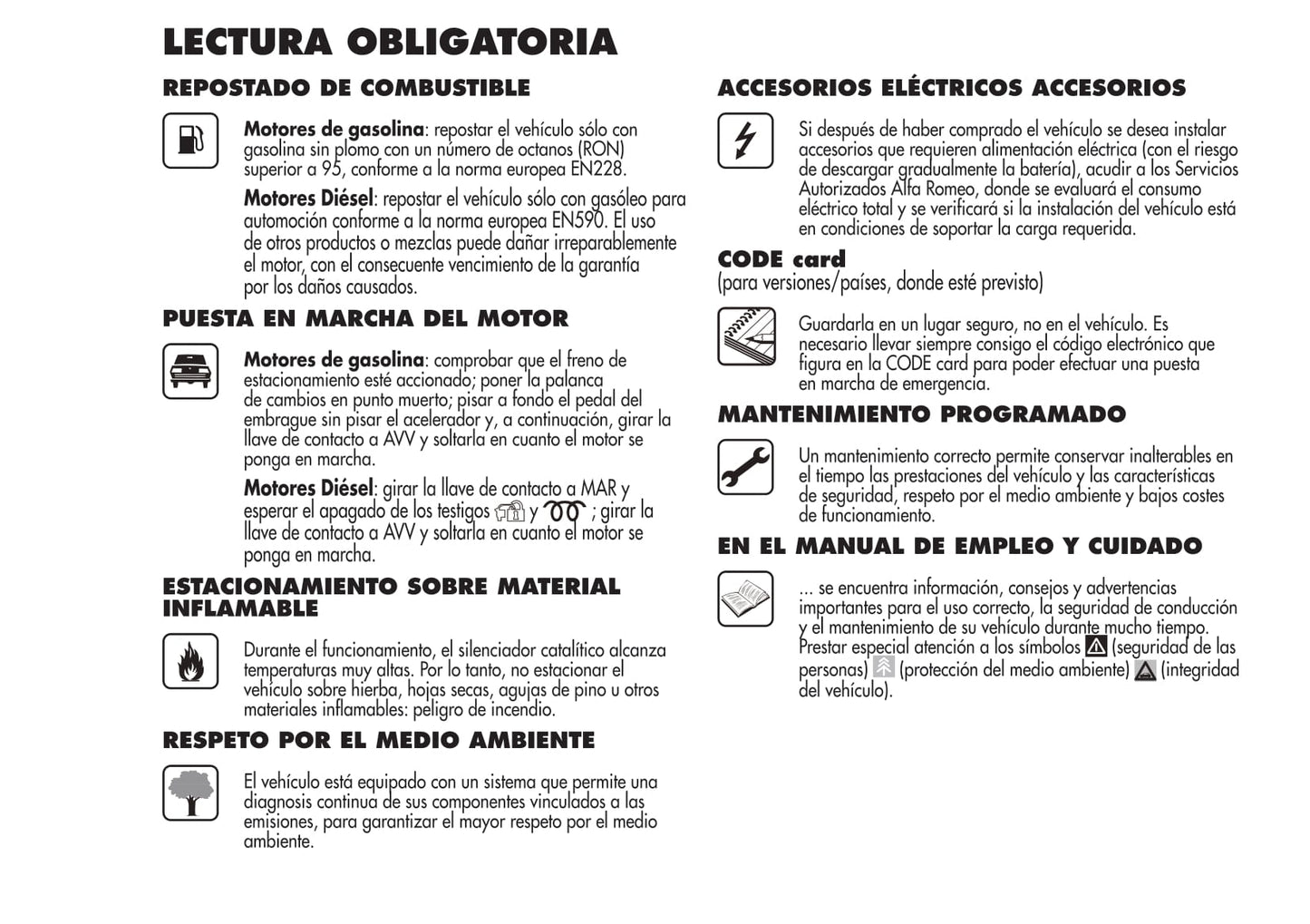 2008-2014 Alfa Romeo MiTo Owner's Manual | Spanish