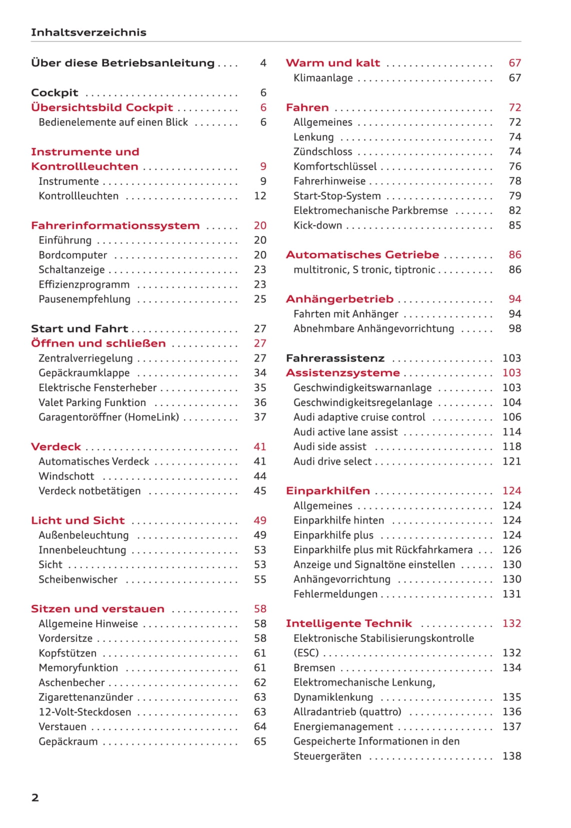 2011-2017 Audi A5 Cabriolet/S5 Cabriolet Owner's Manual | German