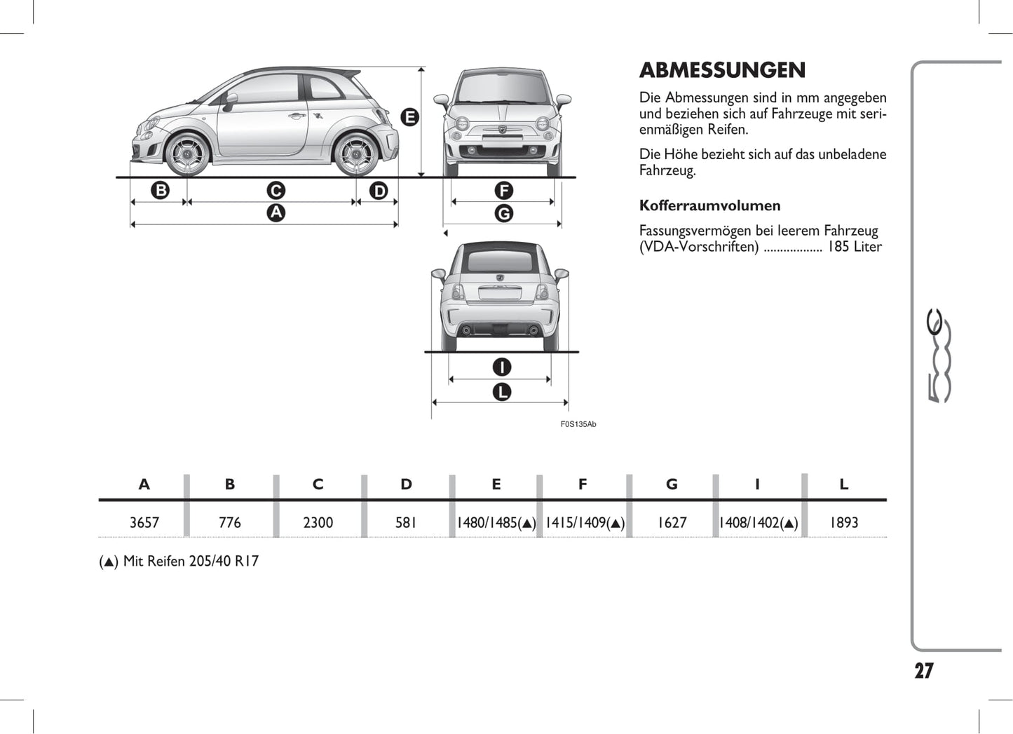 2014-2018 Abarth 500C Manuel du propriétaire | Allemand