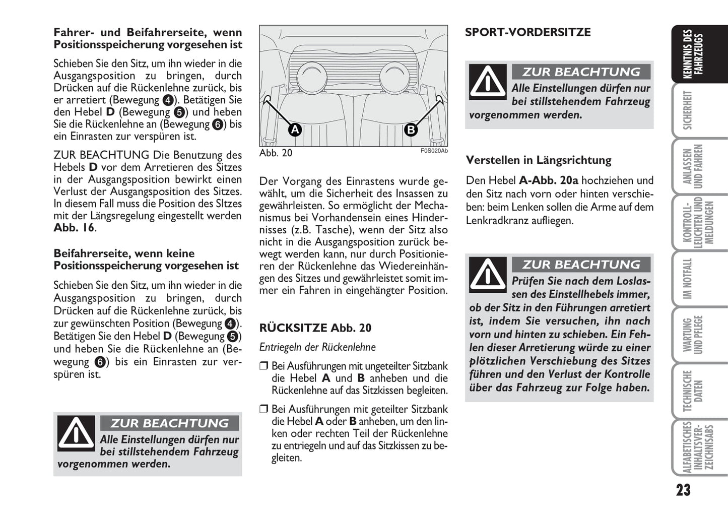 2008-2016 Abarth 500 Owner's Manual | German