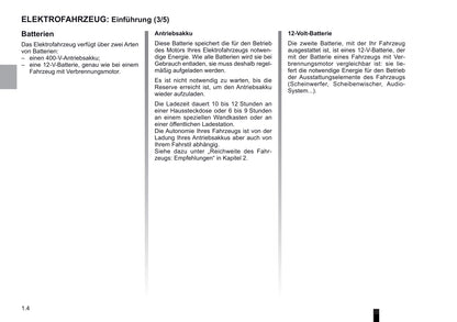 2012-2013 Renault Kangoo Z.E. Owner's Manual | German