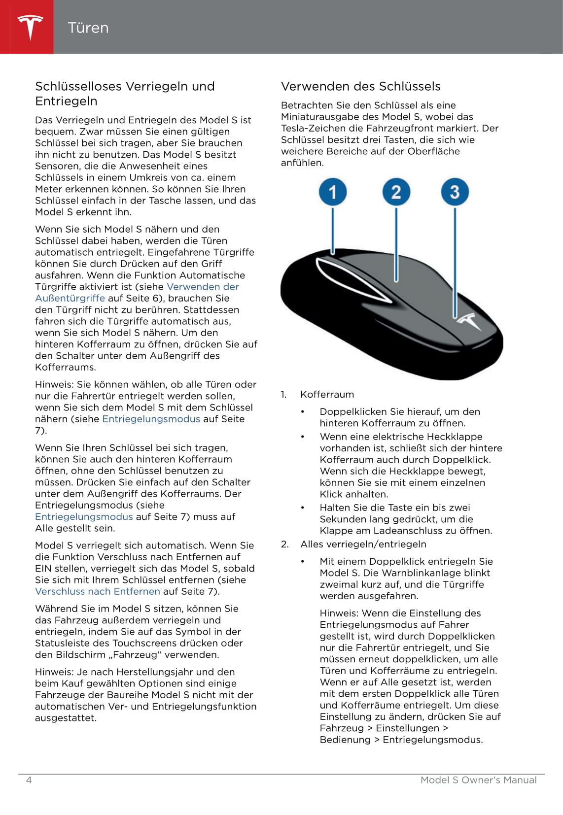 2016-2019 Tesla Model S Owner's Manual | German