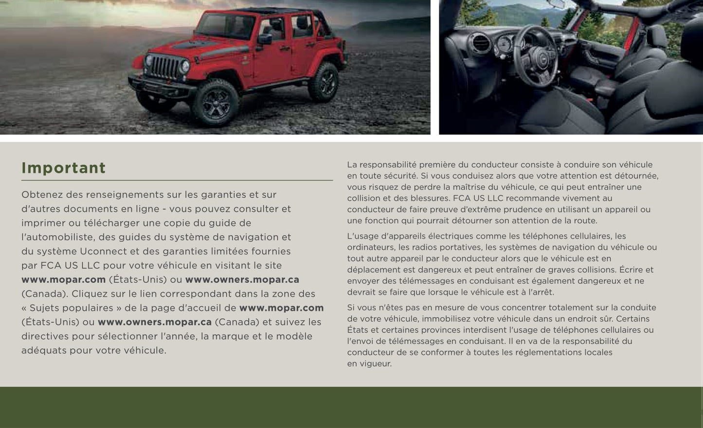 2018 Jeep Wrangler JK Owner's Manual | French