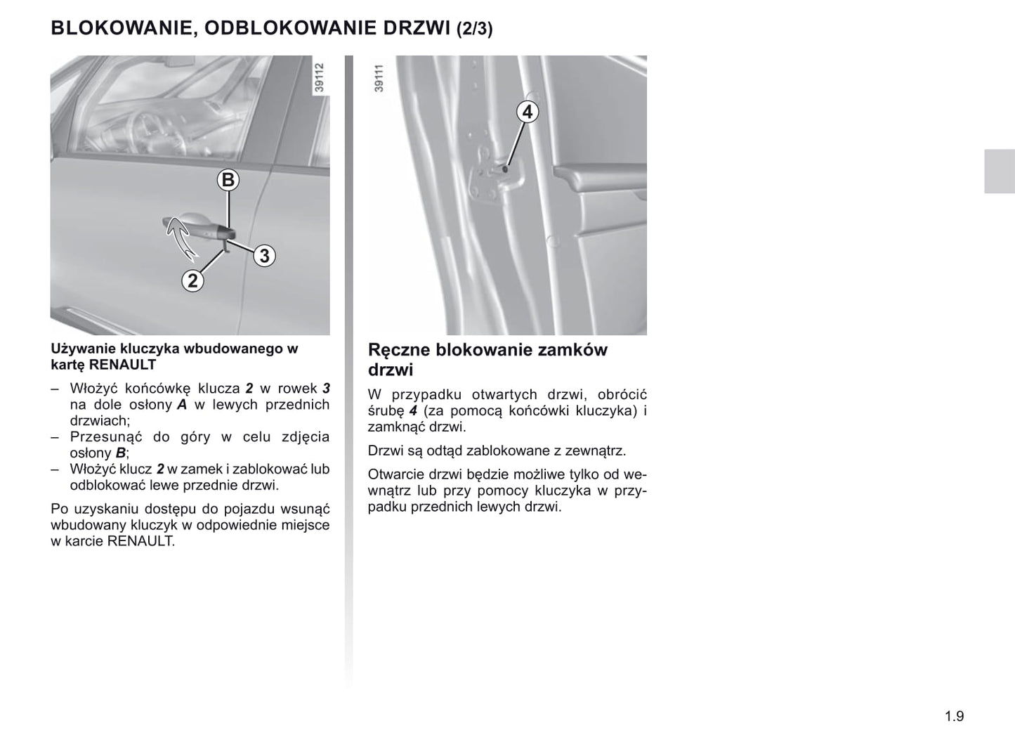 2018-2019 Renault Espace Owner's Manual | Polish