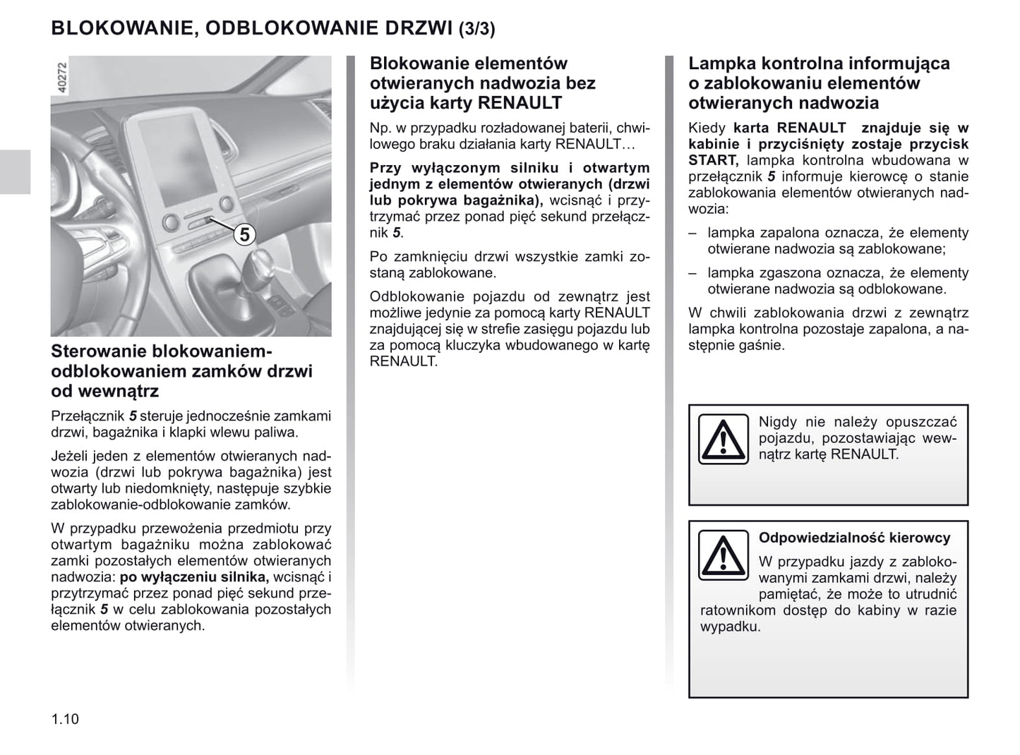 2018-2019 Renault Espace Owner's Manual | Polish