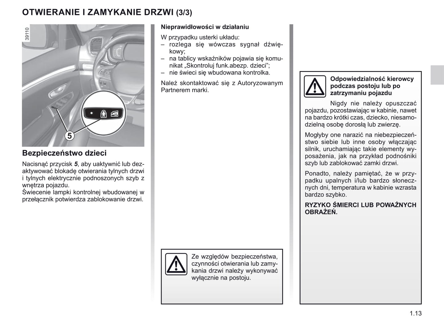 2018-2019 Renault Espace Owner's Manual | Polish