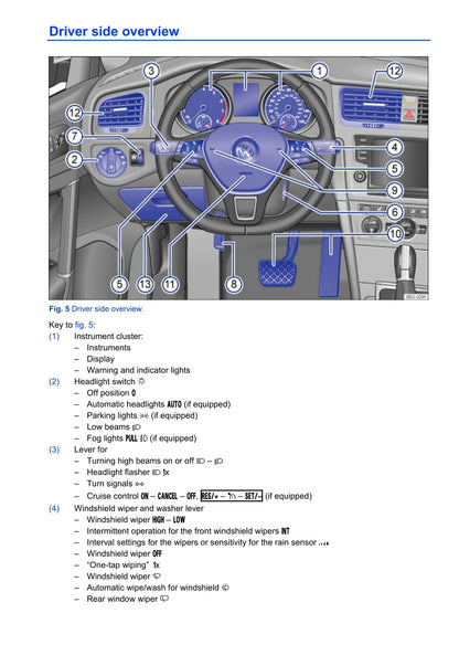 2013-2017 Volkswagen Golf Gebruikershandleiding | Engels