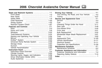 2006 Chevrolet Avalanche Owner's Manual | English