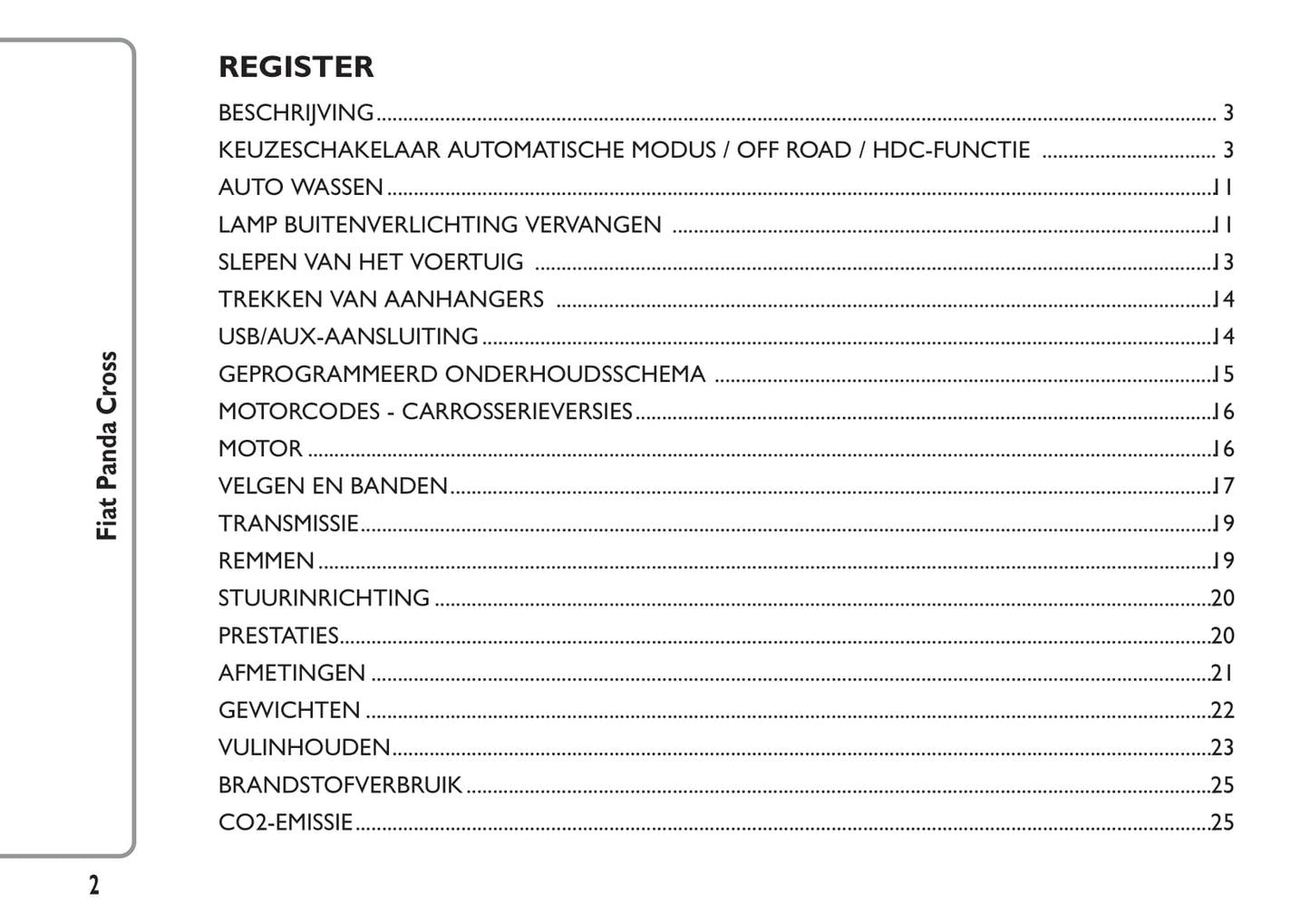 2014-2015 Fiat Panda Cross Gebruikershandleiding | Nederlands