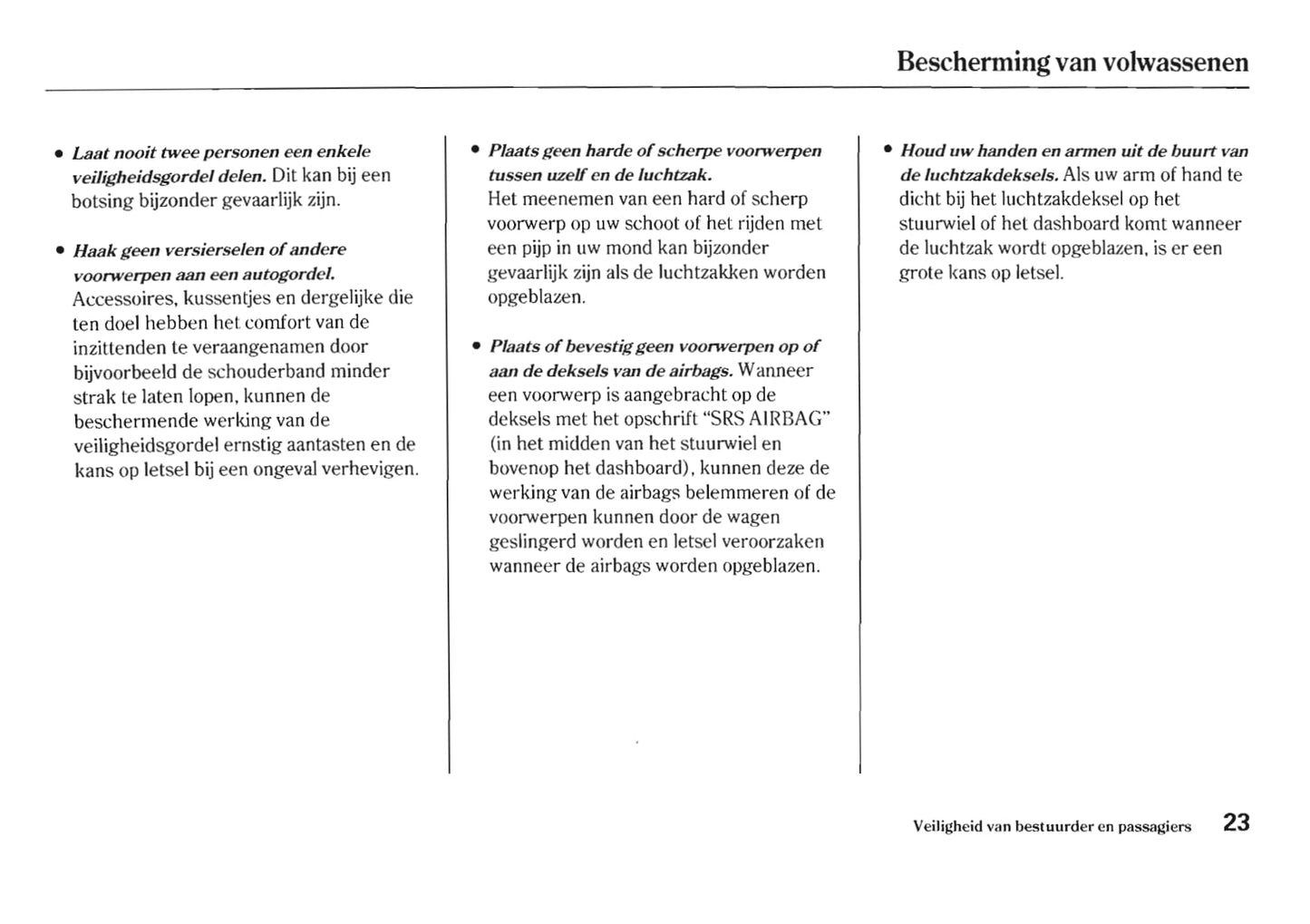 2005-2006 Honda HR-V Owner's Manual | Dutch