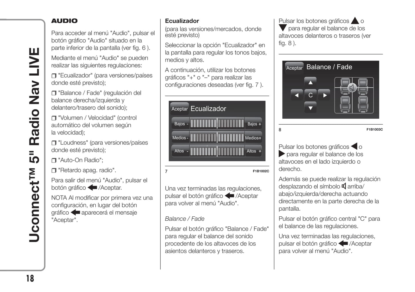 Abarth 595 Uconnect Radio 5.0 Nav Instrucciones 2017 - 2018