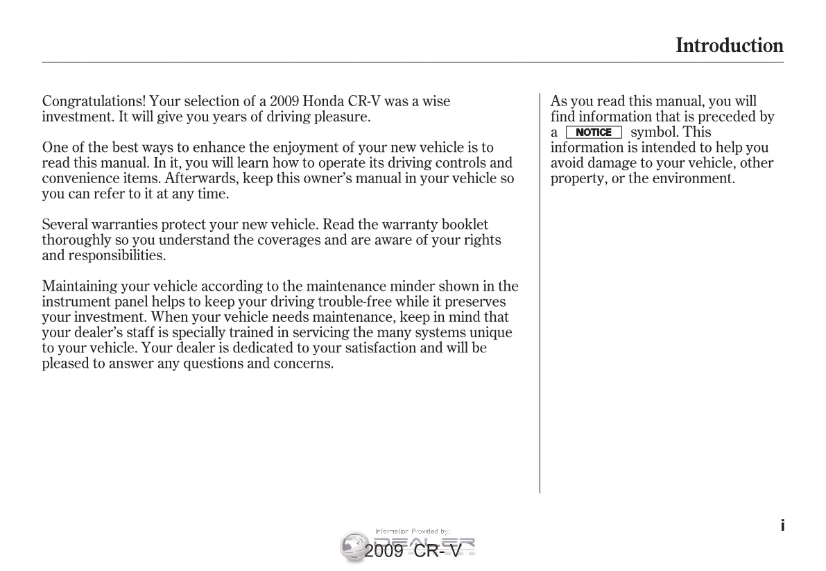 Honda CR-V Navigation Owner's Manual 2007 - 2010