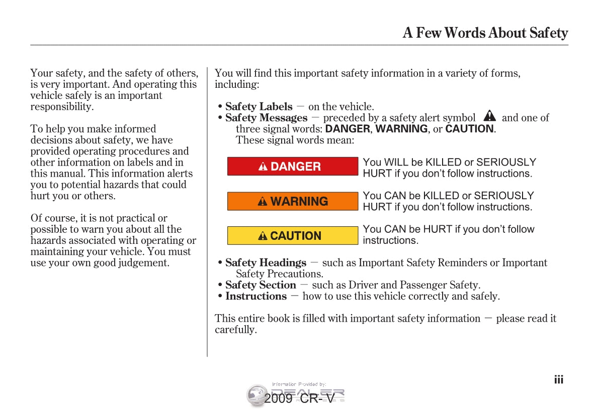 Honda CR-V Navigation Owner's Manual 2007 - 2010