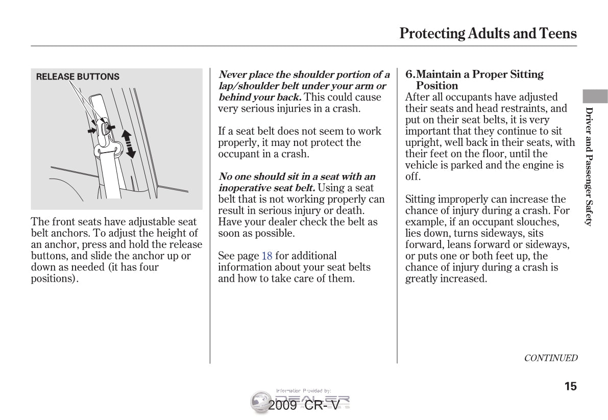 Honda CR-V Navigation Owner's Manual 2007 - 2010