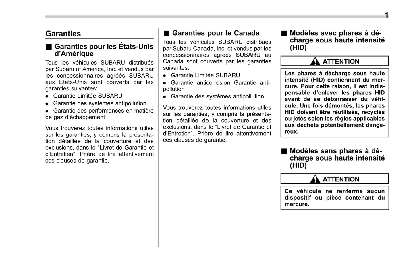 2010 Subaru Forester Owner's Manual | French