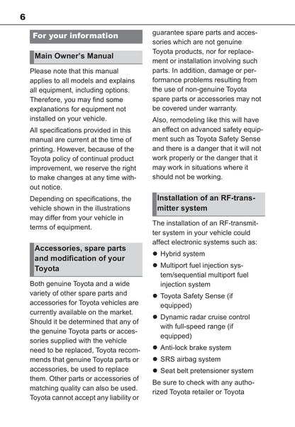 2021-2022 Toyota Yaris Cross Hybrid Owner's Manual | English