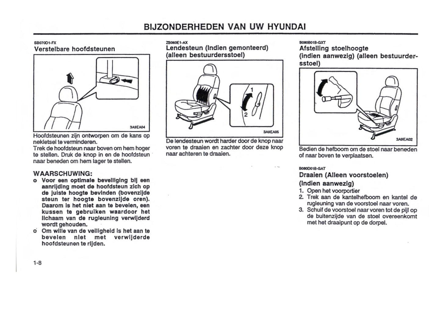 2000-2001 Hyundai Trajet Gebruikershandleiding | Nederlands