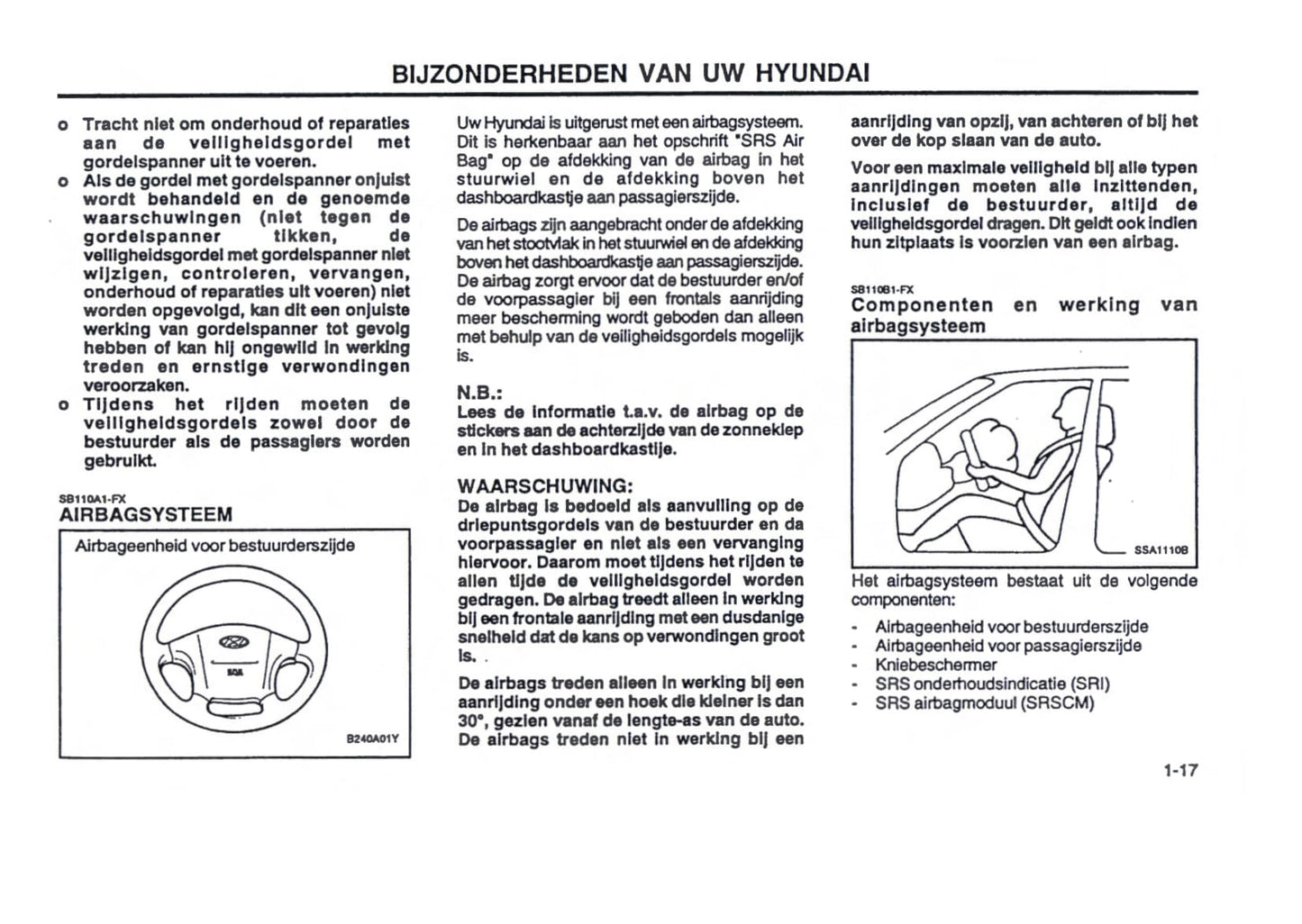 2000-2001 Hyundai Trajet Gebruikershandleiding | Nederlands