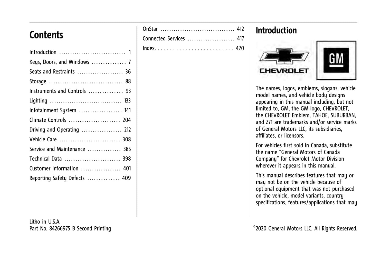 2021 Chevrolet Suburban/Tahoe Owner's Manual | English