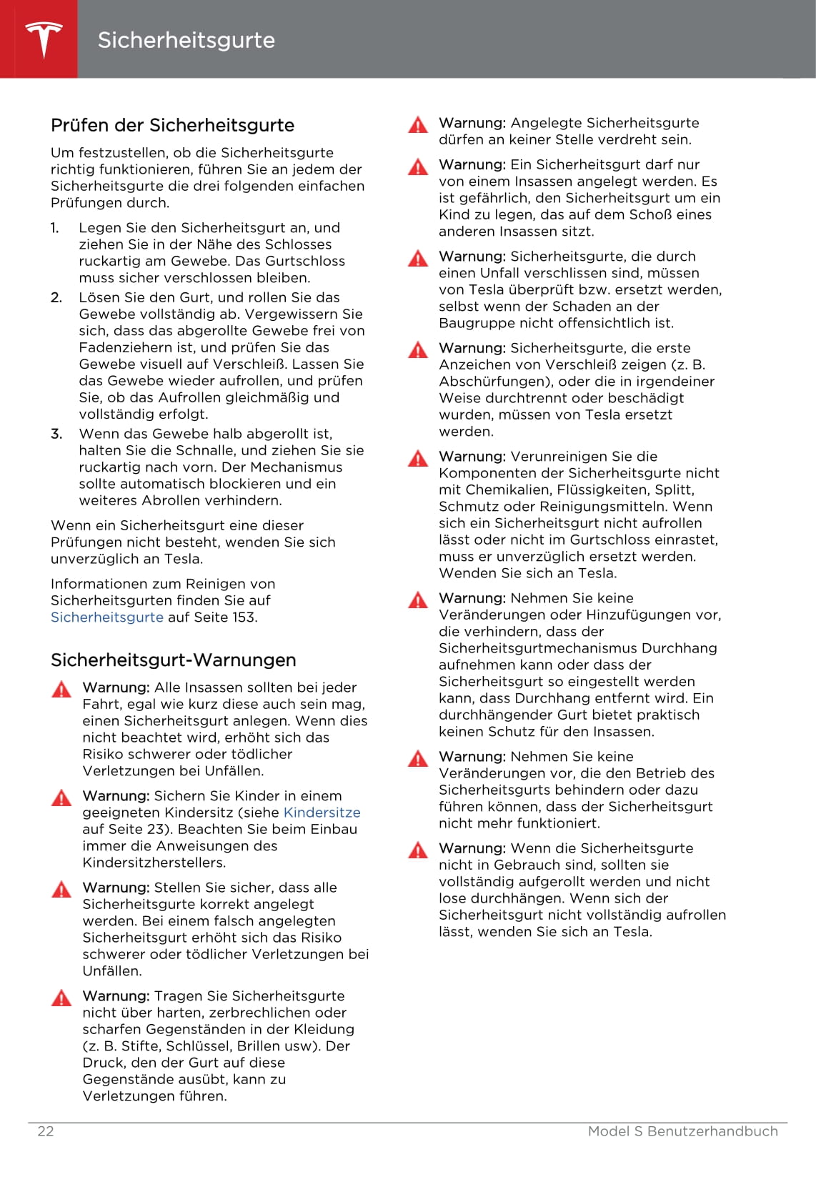 2013-2016 Tesla Model S Owner's Manual | German