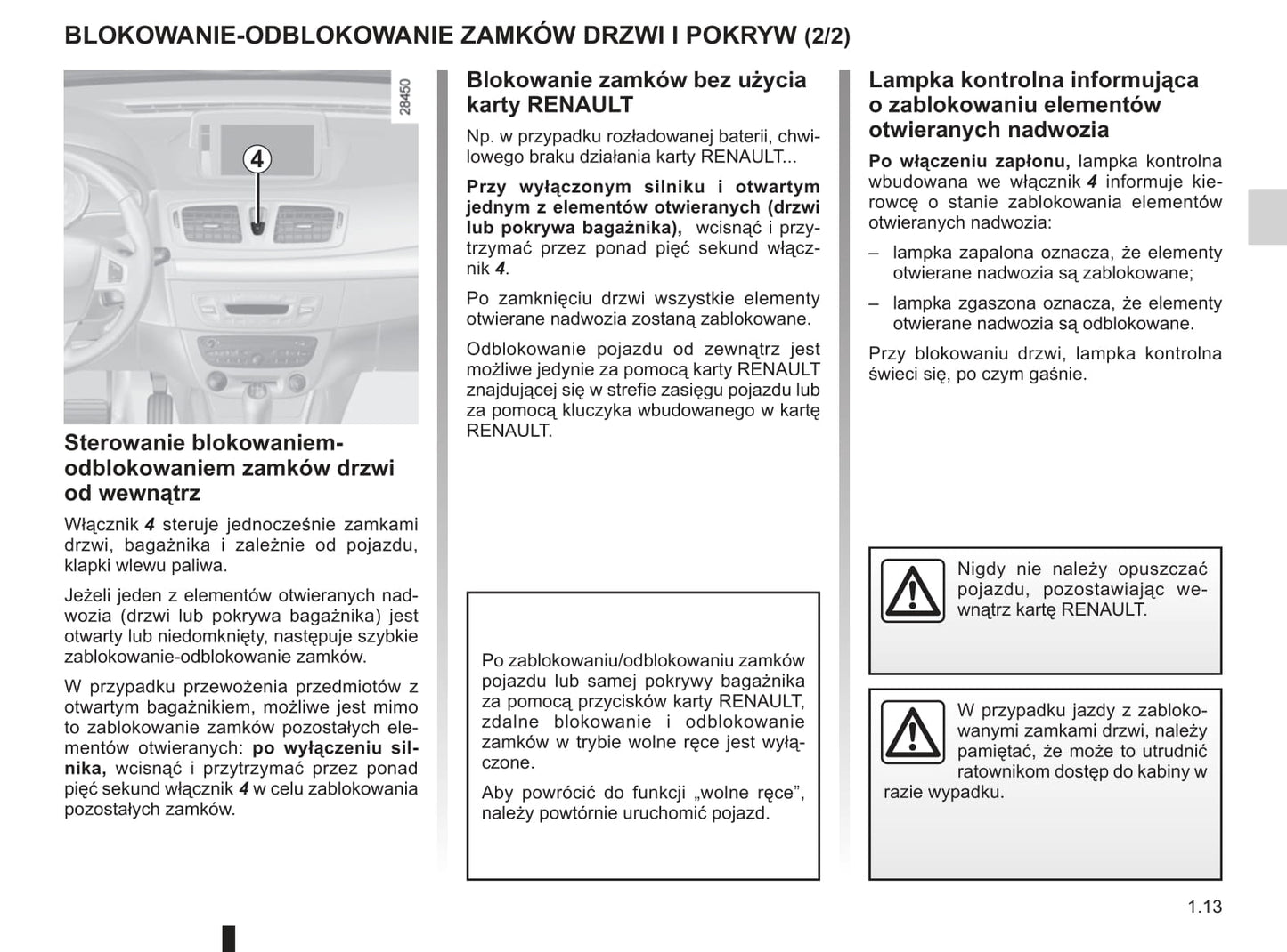 2010-2011 Renault Mégane Owner's Manual | Polish