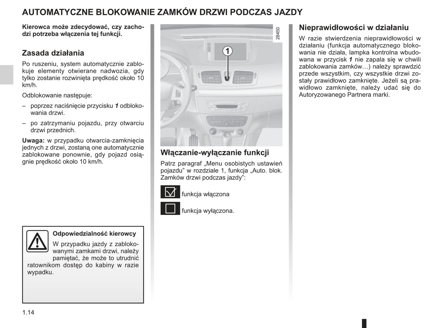 2010-2011 Renault Mégane Owner's Manual | Polish