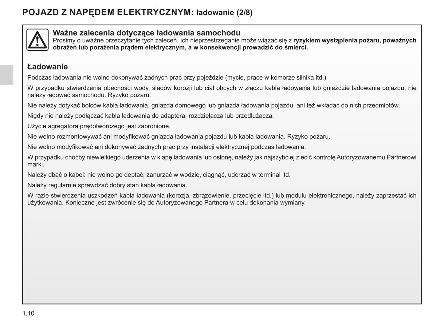 2019-2020 Renault Kangoo Z.E. Owner's Manual | Polish