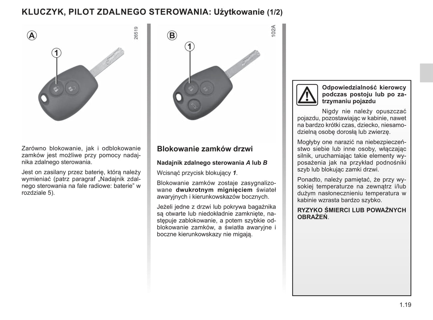 2019-2020 Renault Kangoo Z.E. Owner's Manual | Polish