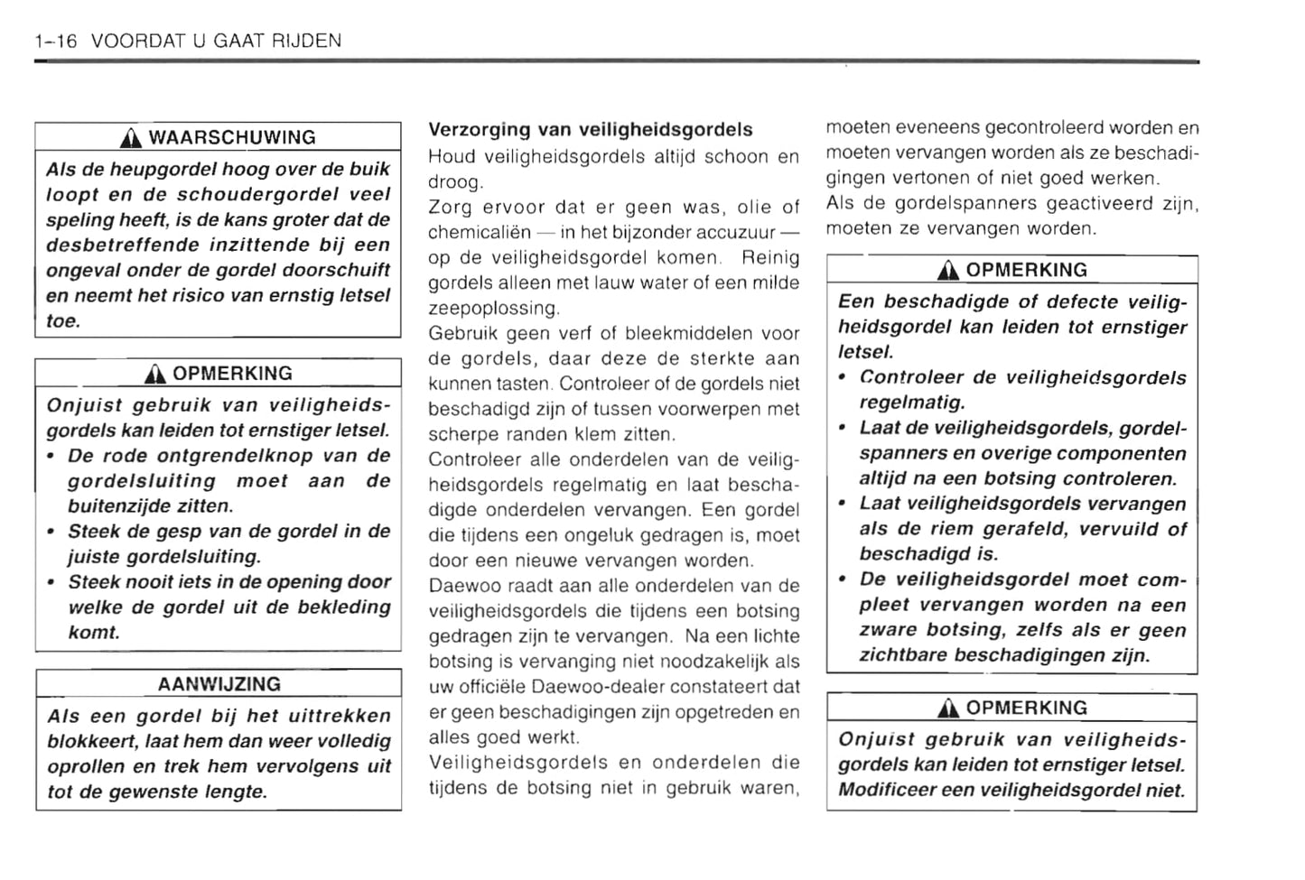 1997-2003 Daewoo Lanos Gebruikershandleiding | Nederlands