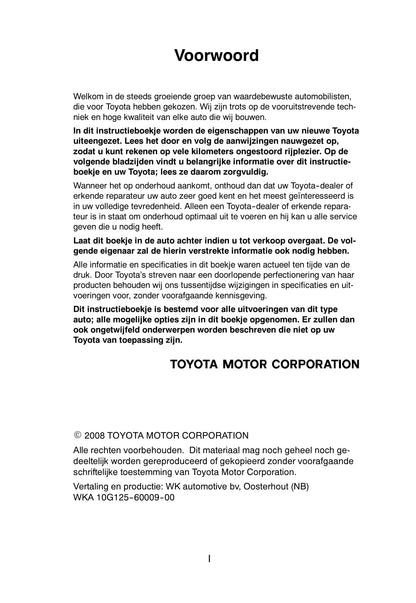 2008-2009 Toyota Hiace Owner's Manual | Dutch