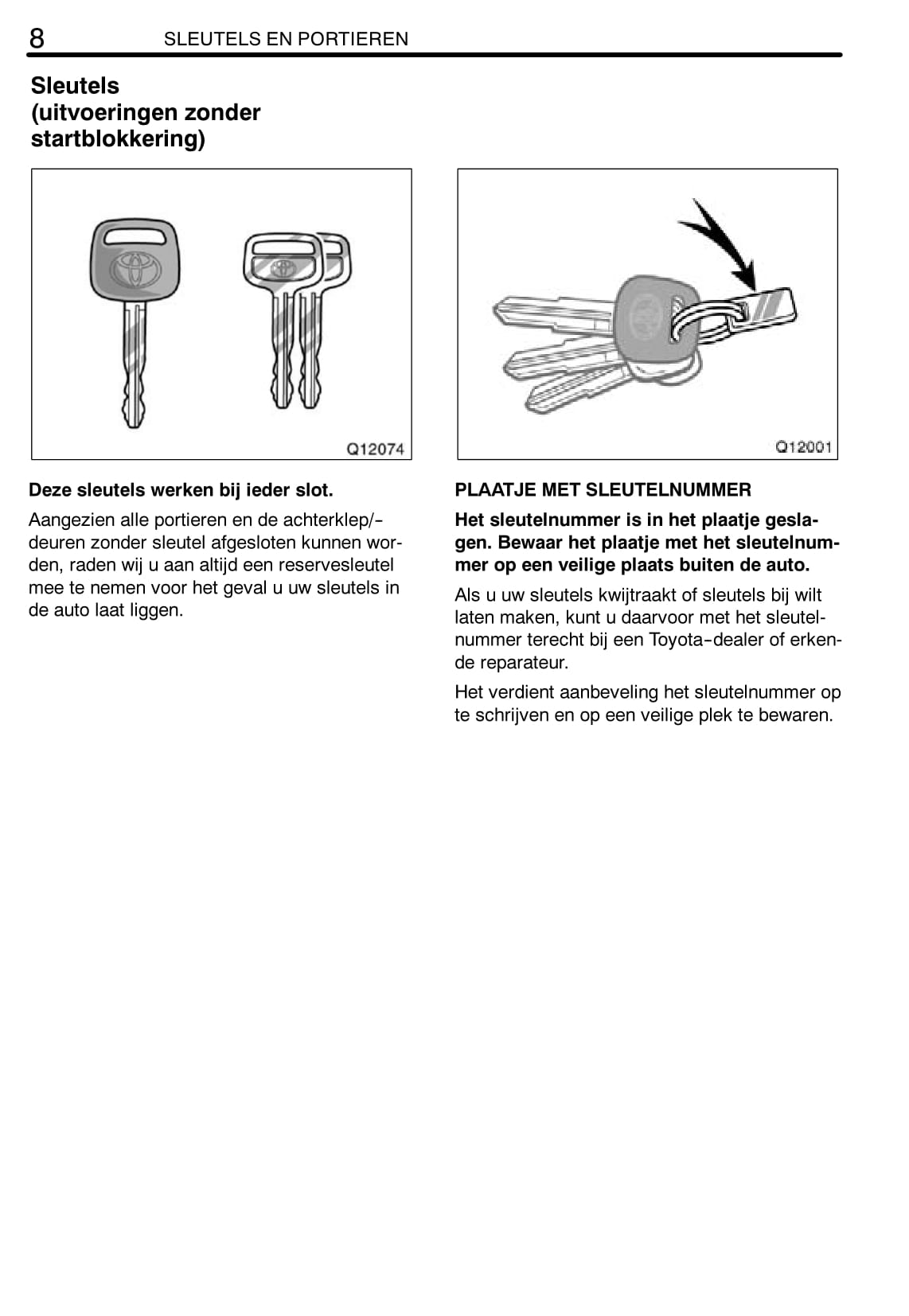 2008-2009 Toyota Hiace Owner's Manual | Dutch