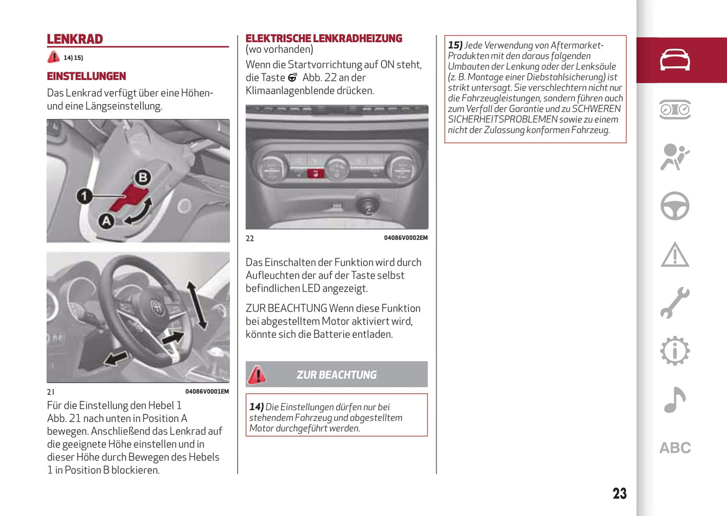 2017-2020 Alfa Romeo Stelvio Owner's Manual | German